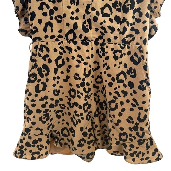 Revolve Lovers + Friends Jill Leopard Print Ruffle Romper in Tan - Picture 8 of 15